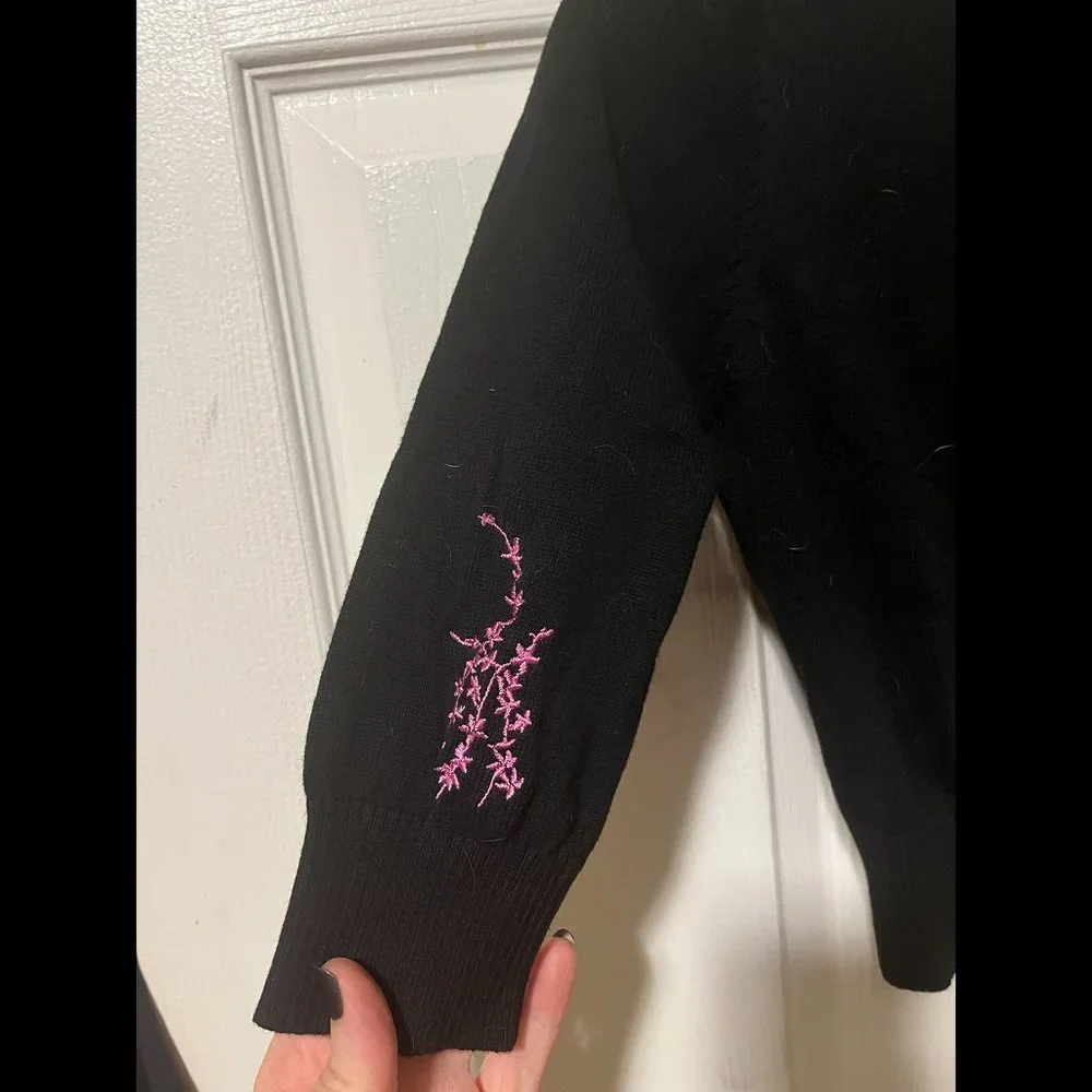 NWT Collectif Lucy Swan Forest Cardigan cropped balck XXS UK 6 - Picture 5 of 8